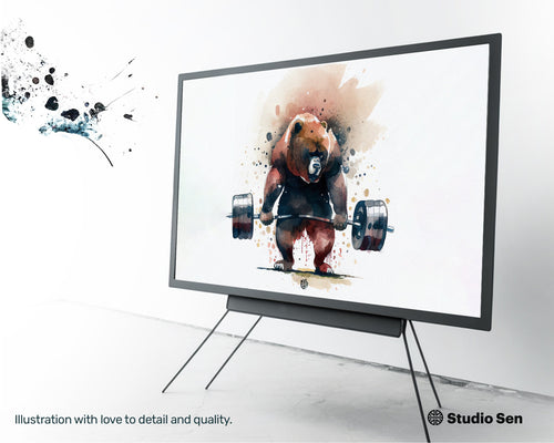 Samsung Art TV, Barbell Bear, premium download, drops and splashes, friendly wallpaper, art for kids