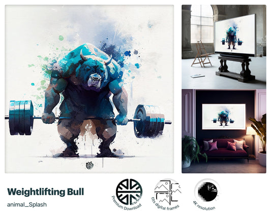 Samsung Art TV, Barbell Bull, premium download, drops and splashes, friendly wallpaper, art for kids