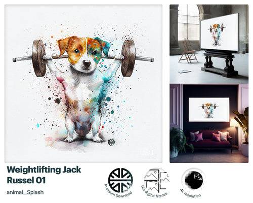 Samsung Art TV, Fitness Jack Russel , premium download, drops and splashes, friendly wallpaper, art for kids