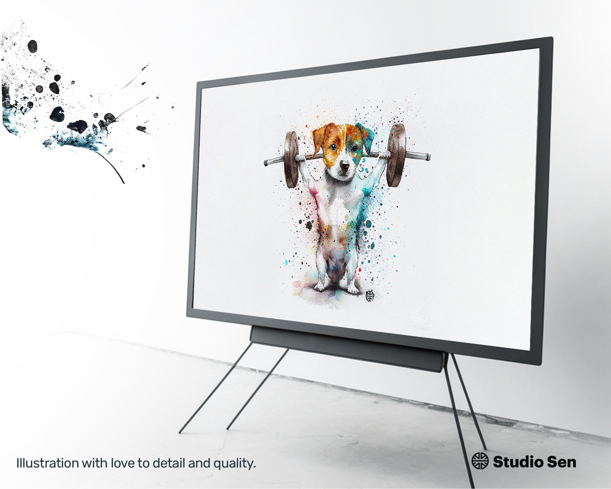 Samsung Art TV, Fitness Jack Russel , premium download, drops and splashes, friendly wallpaper, art for kids