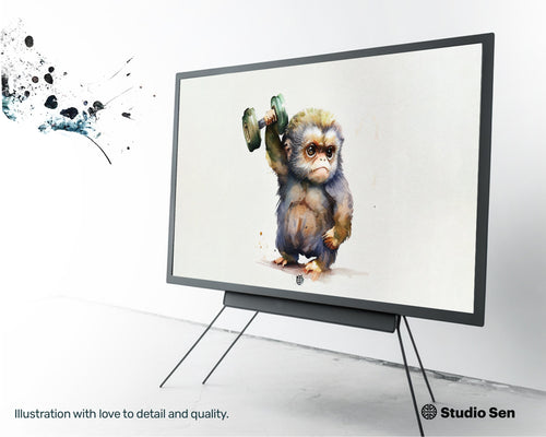 Samsung Art TV, Dumbell Marmoset, premium download, drops and splashes, friendly wallpaper, art for kids