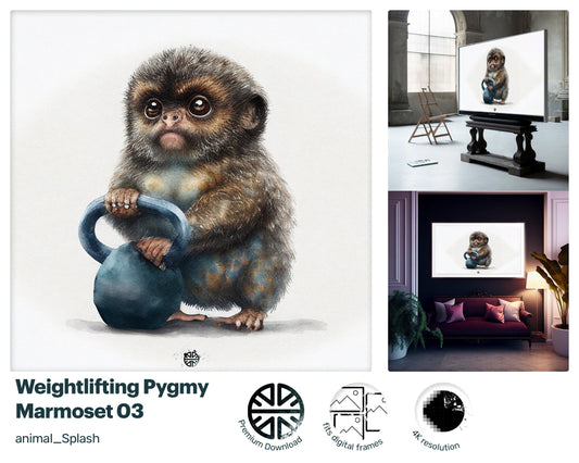 Samsung Art TV, Kettlebell Marmoset, premium download, drops and splashes, friendly wallpaper, art for kids