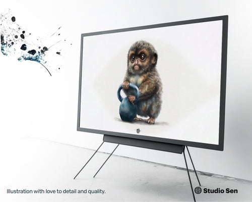 Samsung Art TV, Kettlebell Marmoset, premium download, drops and splashes, friendly wallpaper, art for kids