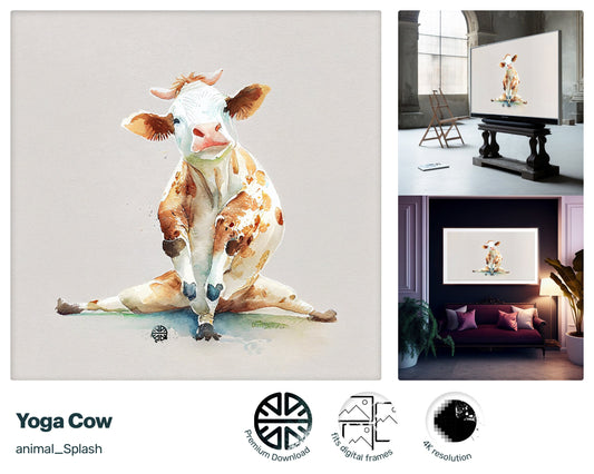 Samsung Art TV, Yoga Cow, premium download, drops and splashes, friendly wallpaper, art for kids