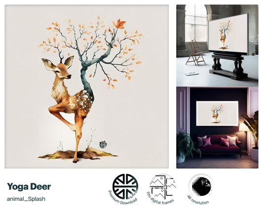 Samsung Art TV, Yoga Deer, premium download, drops and splashes, friendly wallpaper, art for kids