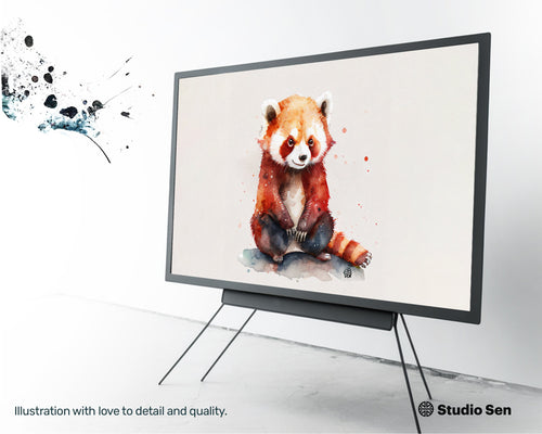 Samsung Art TV, Yoga Red Panda, premium download, drops and splashes, friendly wallpaper, art for kids