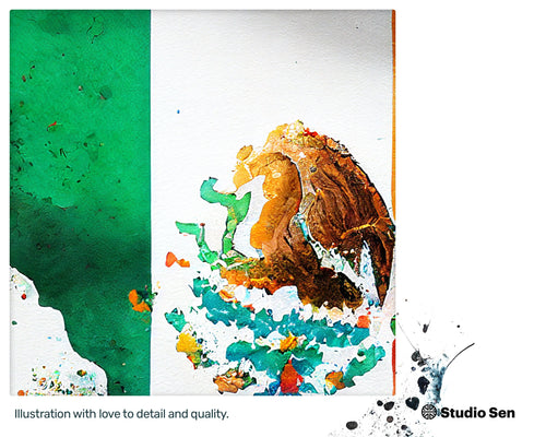 Transparent Outstanding Mexican flag, Vogue Jolly Acrylic print, Tasteful Engaging Dazzling Cute Intriguing Painting