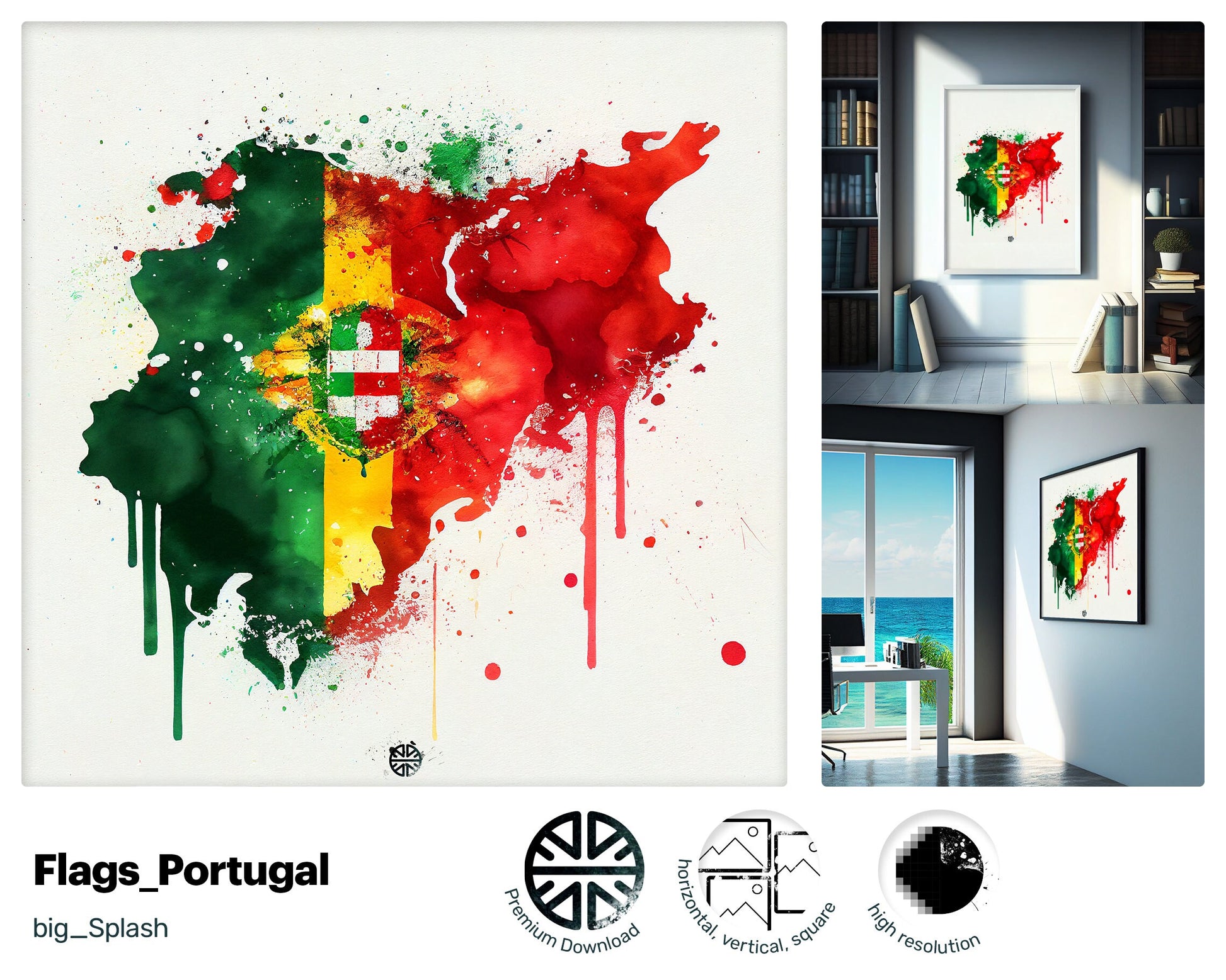 Triumphant Nifty Portugese Flag, Fantastic Cute PNG File, Pleasant Warming Tender Exquisite Zesty Watercolor