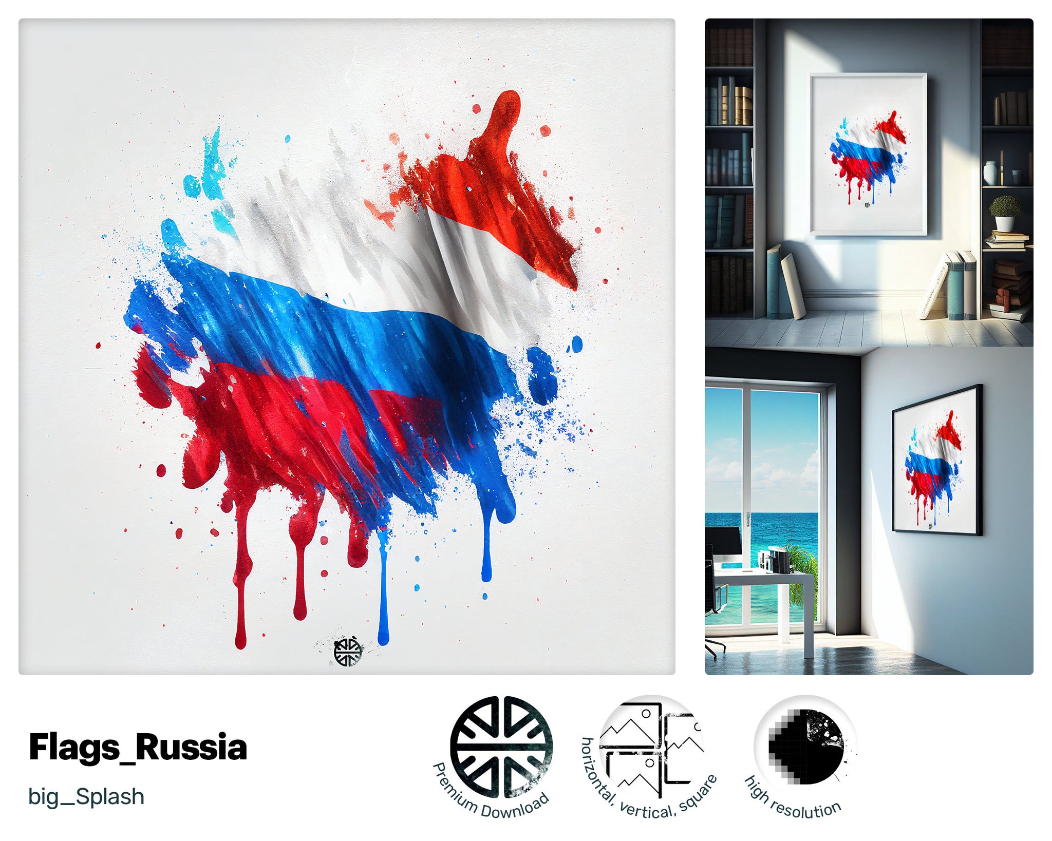 Dreamy Whimsical Russian flag, Cute Mesmerizing Mug Print, Radiant Upbeat Amusing Fantastic Thrilling Prints