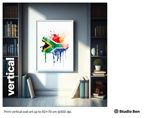 3D Luminous South African flag, Incredible Nurturing Printable, Irresistible Winsome Happy Hypnotic Dancing Mural