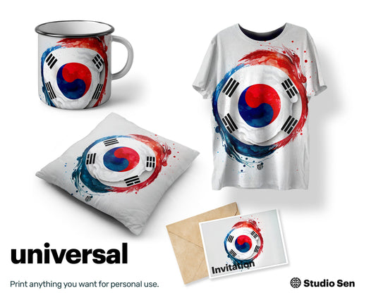 Mischievous Quirky South Korean flag, Vivacious Fun Digital Download, Alluring Outstanding Drawn Dazzling Graceful Digital Download