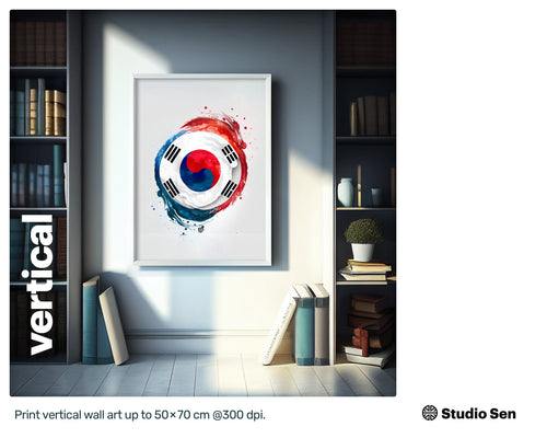Mischievous Quirky South Korean flag, Vivacious Fun Digital Download, Alluring Outstanding Drawn Dazzling Graceful Digital Download
