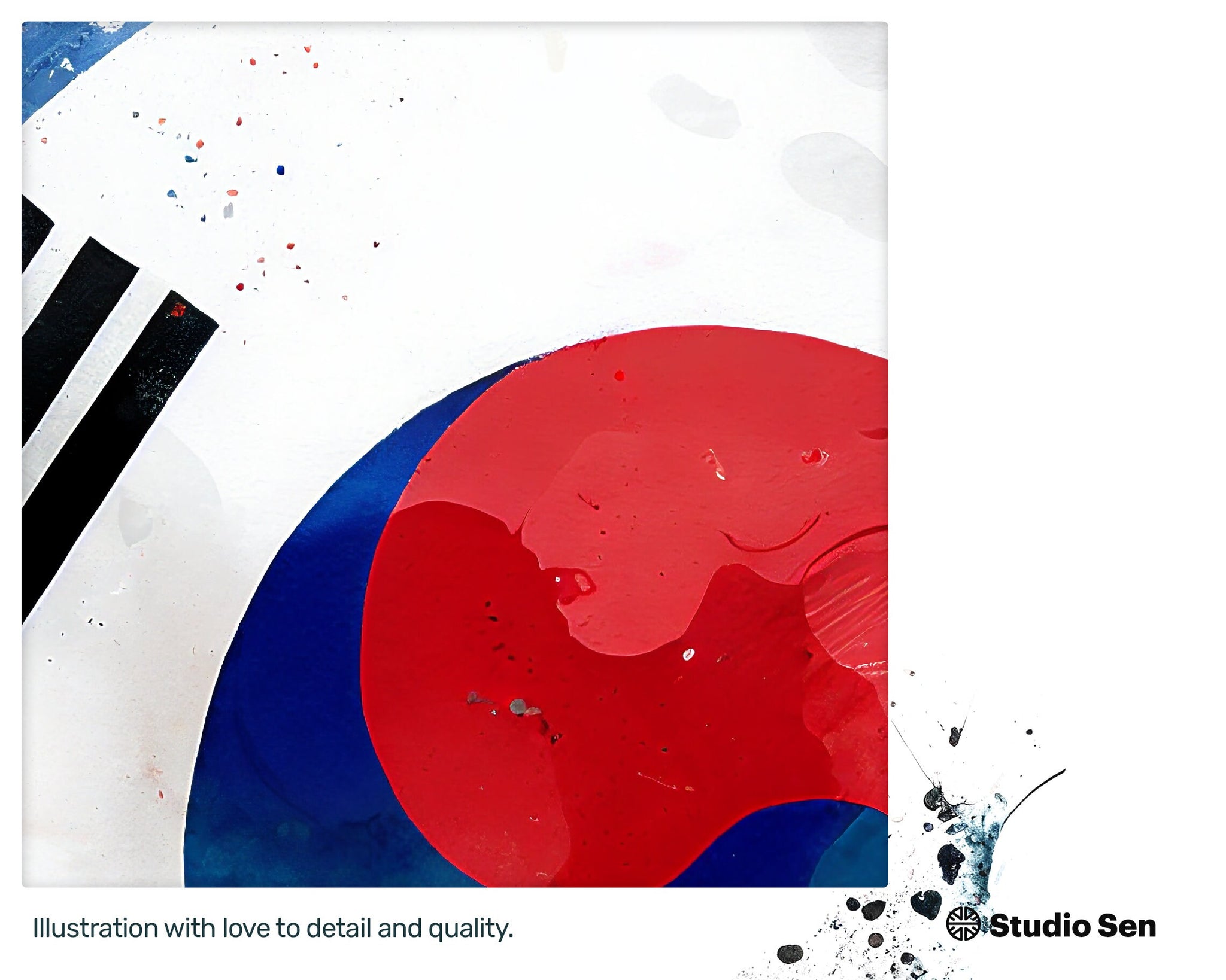 Mischievous Quirky South Korean flag, Vivacious Fun Digital Download, Alluring Outstanding Drawn Dazzling Graceful Digital Download