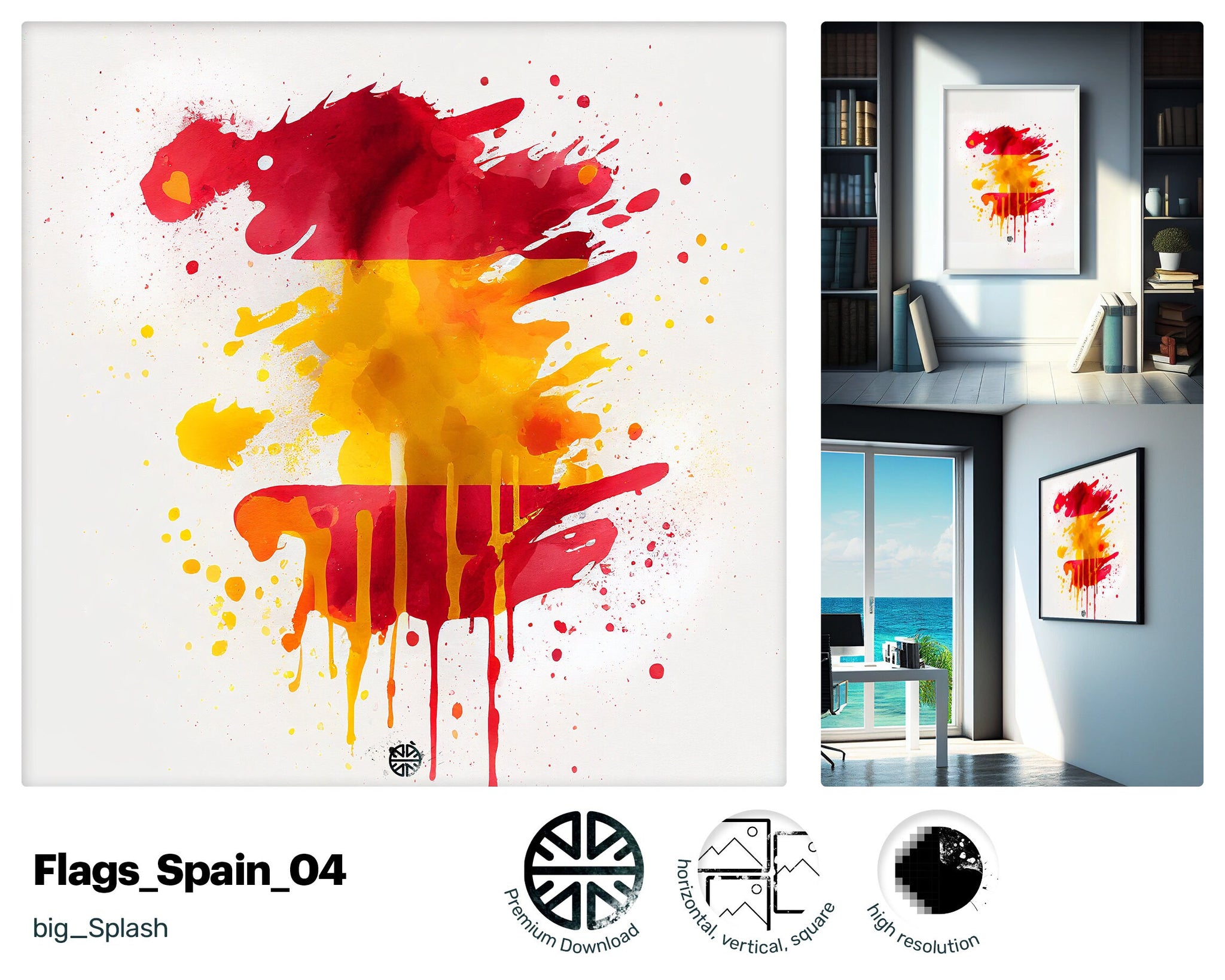 Giving Upbeat Spanish flag, Tender Beautiful Metal print, Intriguing Lush Charming Premium Warming Art