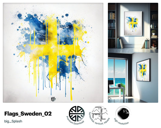 Regal Lovely Swedish flag, Cheerful Elegant Screen print, Perky Kooky Tasteful Sumptuous Premium Metal print