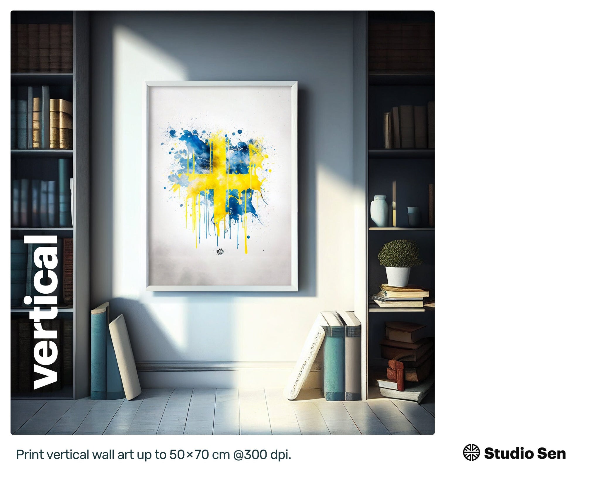 Regal Lovely Swedish flag, Cheerful Elegant Screen print, Perky Kooky Tasteful Sumptuous Premium Metal print