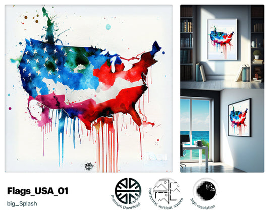 Mischievous Luminous American flag, Cute Enchanting Poster, Digital Vivacious Downloadable Beautiful Premium Prints