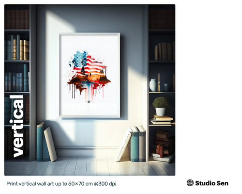 Chatty Cute American flag, Lush Oozing with charm Acrylic print, Quaint Winsome Happy Quirky Dynamic Drawing