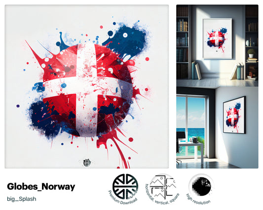 Curious Dancing Norwegian flag, Intriguing Kooky Drawing, Liquid Funny Heartwarming Uplifting Large Poster