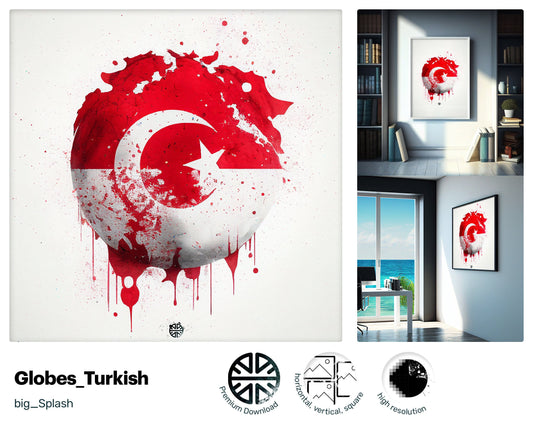 Calm Cozy Turkish flag, Vivacious Unique artwork, Positive Upbeat Thrilling Dynamic Luminous Printable