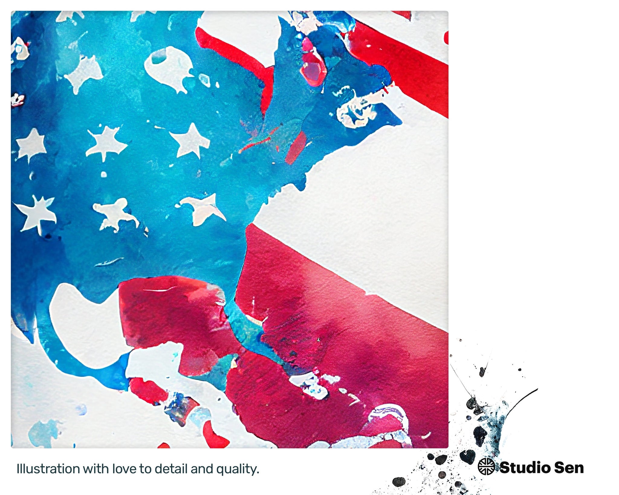 Majestic Xtraordinary American flag, Graceful Mesmerizing Screen print, Whimsical Yummy Heartwarming Quaint Dazzling Canvas