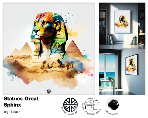 Electrifying Splashy Great Sphinx, Xenial Hypnotic Design, Heartwarming Whimsical Uplifting Refreshing Winsome Art Piece