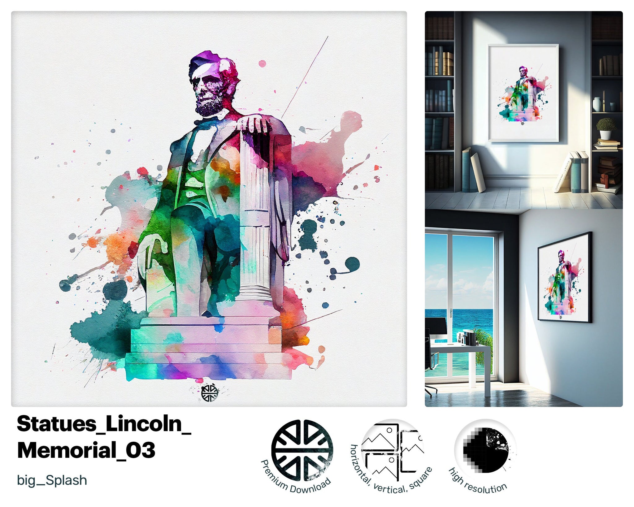 Pointed Hilarious Lincoln Memorial, Whimsical Irresistible Graffiti Art, Zippy Downloadable Fantastic Fantastic Cute Wall Art