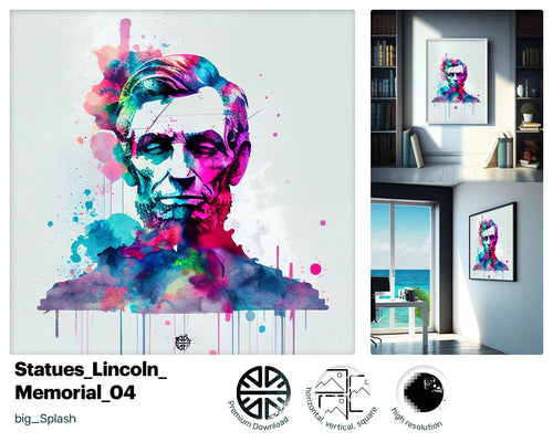 Vibrant Large Lincoln Memorial, Xtraordinary Optimistic Prints, Vogue Xtraordinary Fantastic Elegant Radiant Graffiti Art