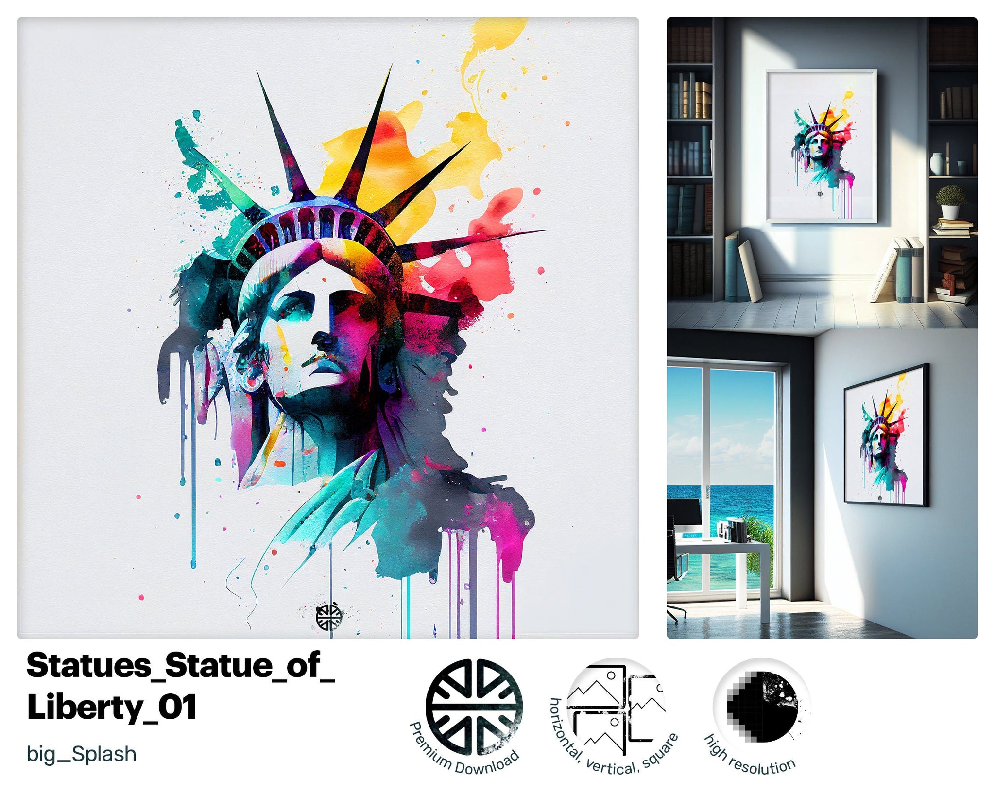 Soft Whimsical Statue of Liberty, Optimistic Quirky Digital Download, Graphic Lovely Crazy Yummy Premium Decoration