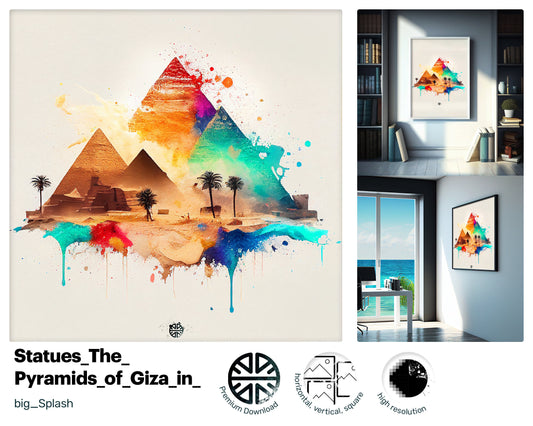 Curious Liquid The Pyramids of Giza, Vivacious Charming Metal print, Fantastic Quaint Nostalgic Xenial Pretty Poster