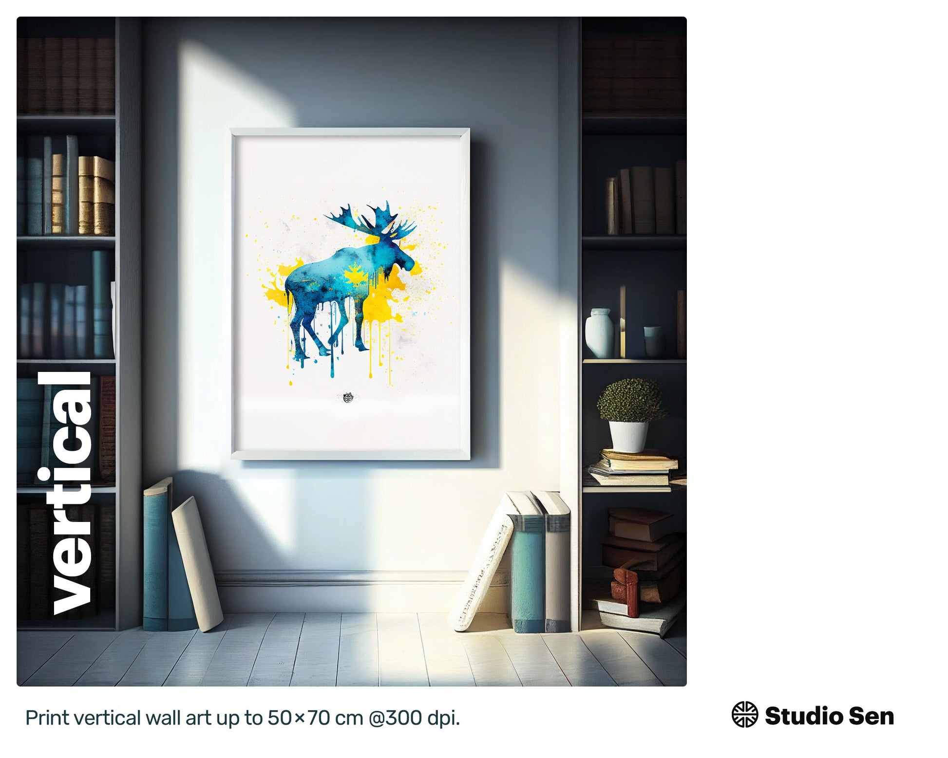 Slippery Modern Moose, Graceful Jolly Giclée print, Premium Incredible Beautiful Kooky Irresistible Art