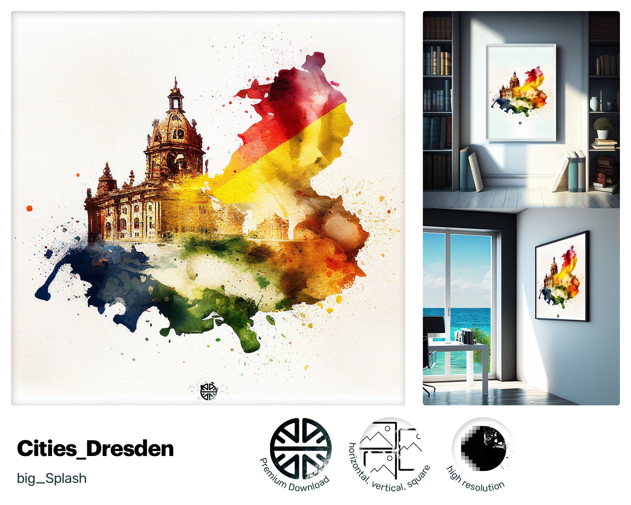 Majestic Glamorous Dresden, Crazy Upbeat Painting, Luminous Stunning Playful Delightful Thrilling Wood print