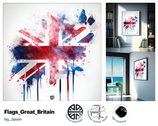 Energetic Tranquil British flag, Happy Liquid Wall Art, Downloadable Marvelous Radiant Nurturing Pretty Poster