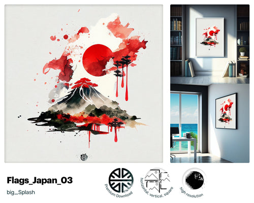 Electrifying Cute Japanese flag, Quirky Glamorous Art Piece, Soothing Engaging Radiant Trending Glowing Instant Download