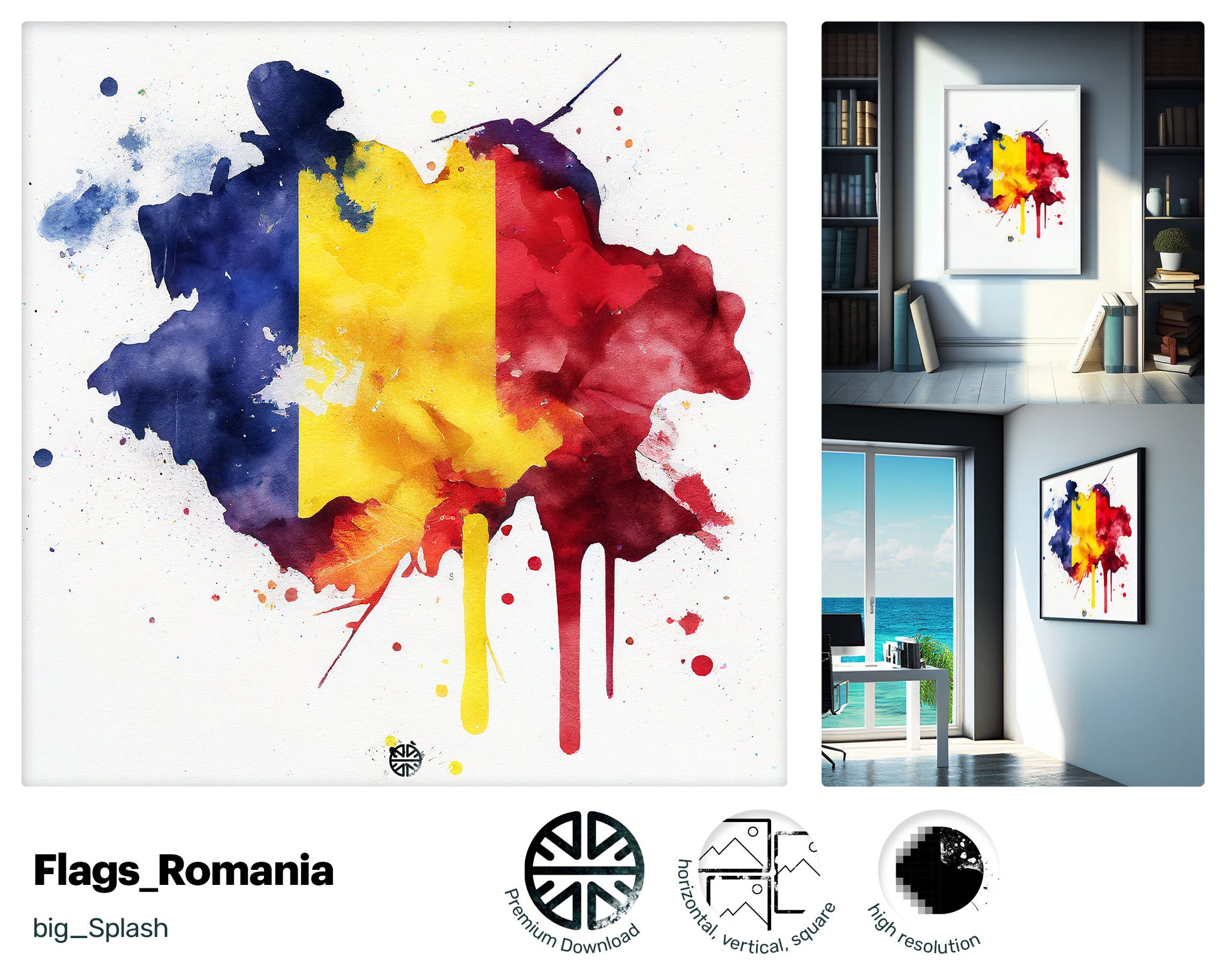 Reflective Alluring Romanian Flag, Vivacious Cheerful artwork, Nurturing Nurturing Premium Tranquil Beautiful Screen print