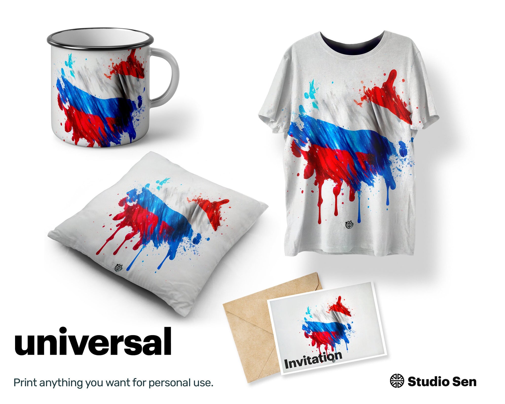 Dreamy Whimsical Russian flag, Cute Mesmerizing Mug Print, Radiant Upbeat Amusing Fantastic Thrilling Prints