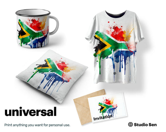 3D Luminous South African flag, Incredible Nurturing Printable, Irresistible Winsome Happy Hypnotic Dancing Mural