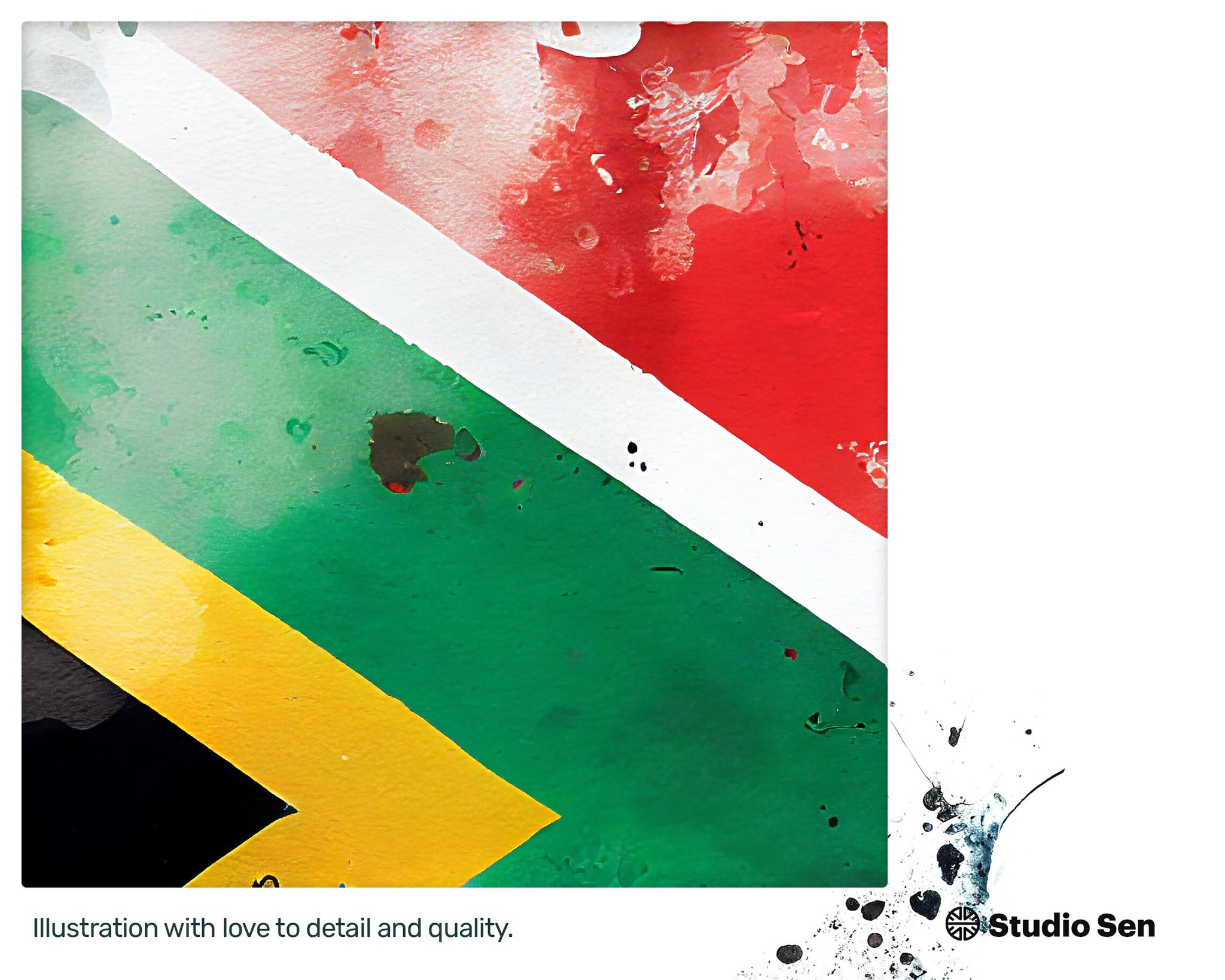 3D Luminous South African flag, Incredible Nurturing Printable, Irresistible Winsome Happy Hypnotic Dancing Mural