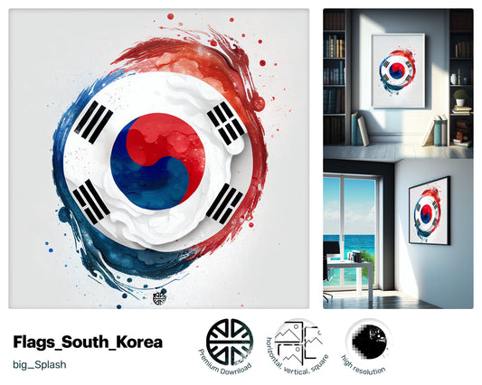 Mischievous Quirky South Korean flag, Vivacious Fun Digital Download, Alluring Outstanding Drawn Dazzling Graceful Digital Download