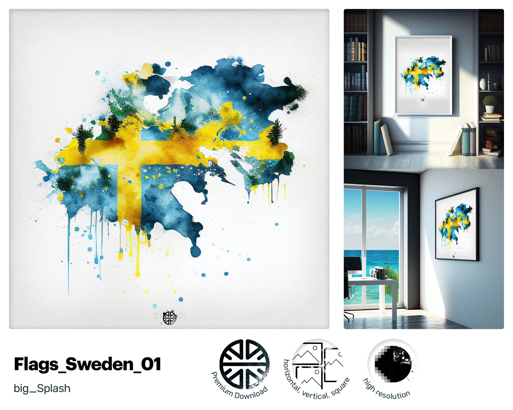 Powerful Delightful Swedish flag, Whimsical Sparkling Mug Print, Painted Thrilling Sumptuous Hypnotic Positive Mug Print