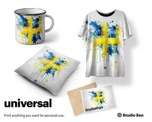 Regal Lovely Swedish flag, Cheerful Elegant Screen print, Perky Kooky Tasteful Sumptuous Premium Metal print