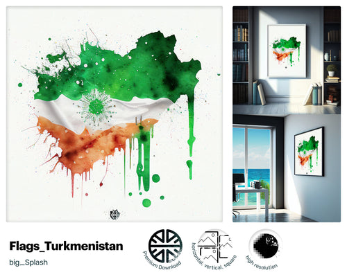 Generous Crazy Turmen Flag, Luminous Cute Printable, Tasteful Thrilling Sparkling Beautiful Funny Instant Download