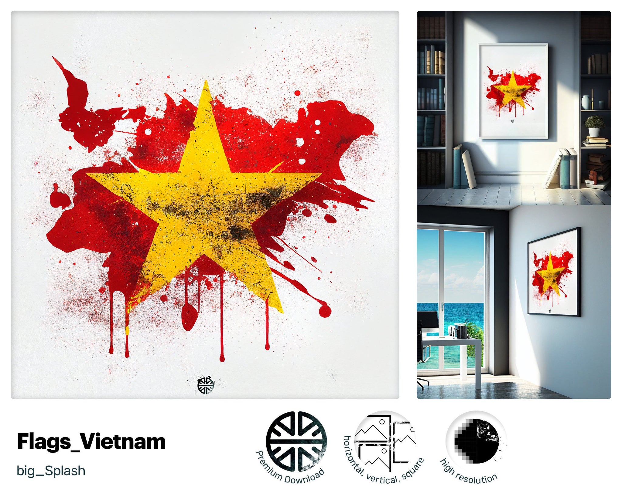 Adorable Mesmerizing Vietnamese flag, Kaleidoscopic Cheerful Watercolor, Magical Radiant Happy Fantastic Trending Drawing