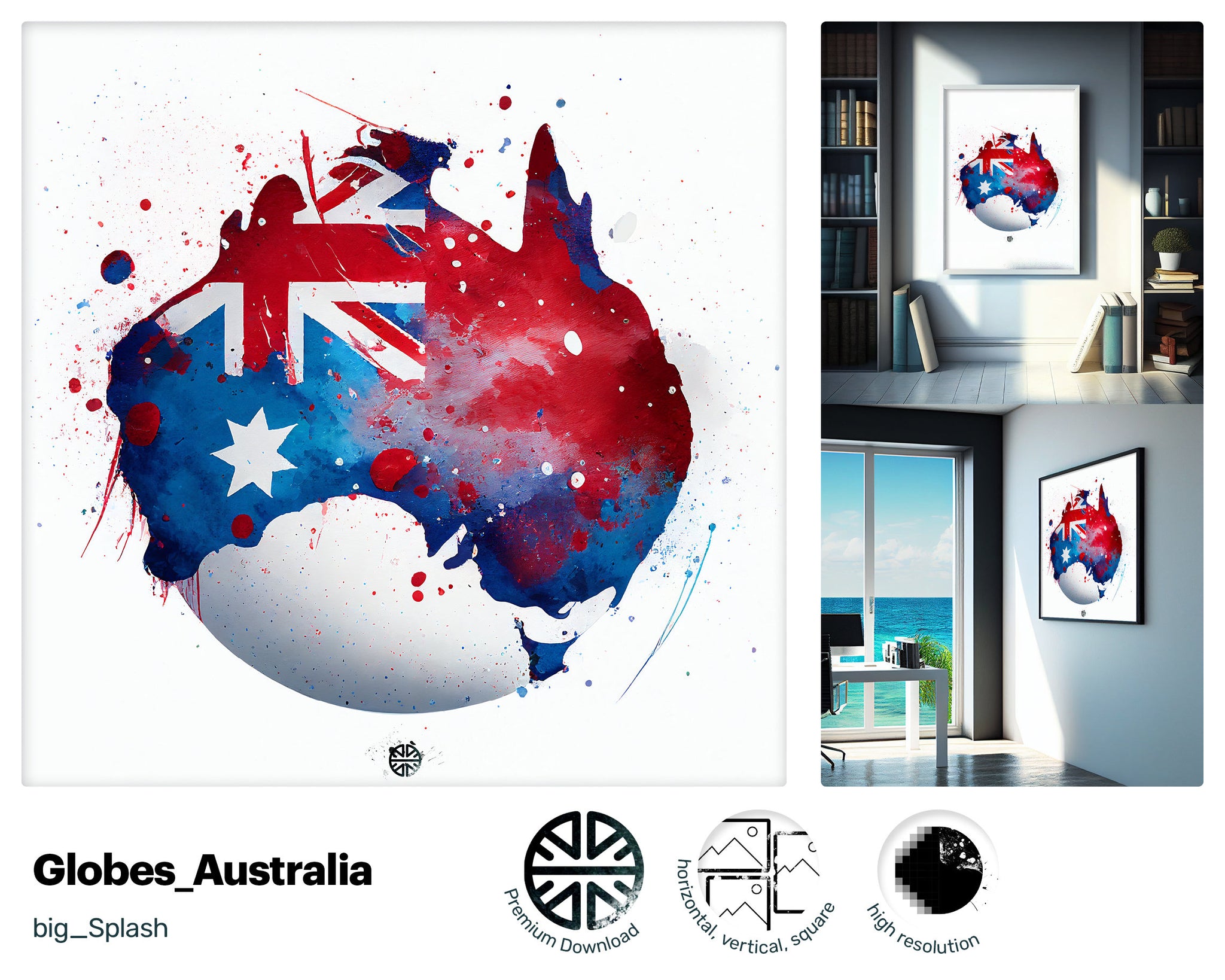 Groovy Splashy Australian flag, Stunning Uplifting Design, Quaint Marvelous Nifty Young Zany Metal print