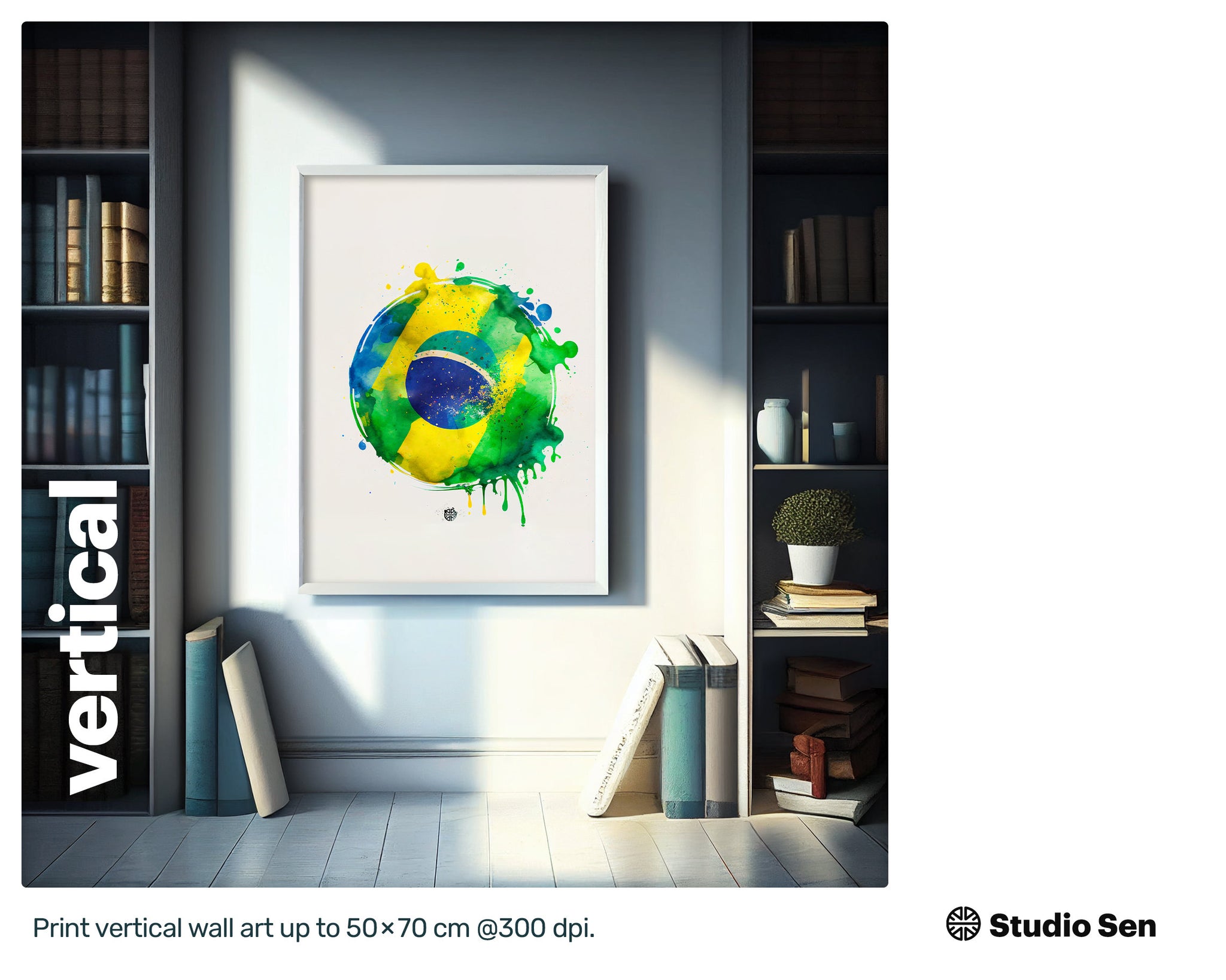 Strong Luminous Brazilian flag, Charming Oasis Prints, Youthful Quirky Perky Jazzy Mesmerizing Painting