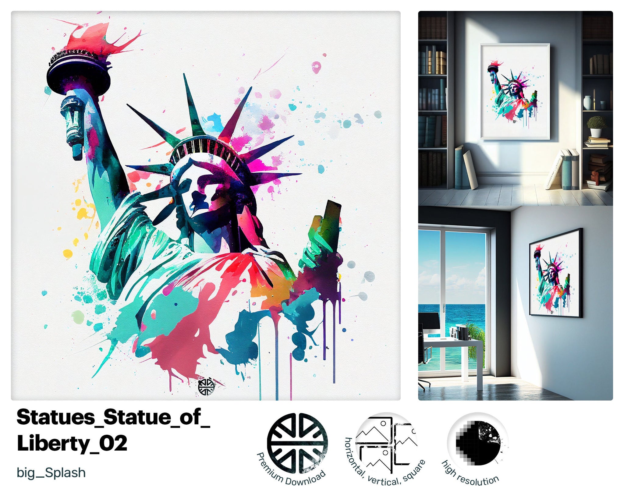 3D Beautiful Statue of Liberty, Quirky Kind Painting, Vivacious Heartwarming Mesmerizing Delightful Warming Digital Download
