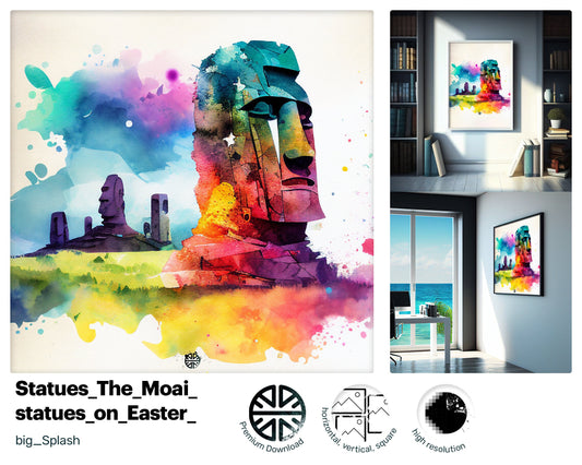 Graceful Amusing The Moai statues, Splashy Premium Art Piece, Radiant Nostalgic Tender Outstanding Zippy Design