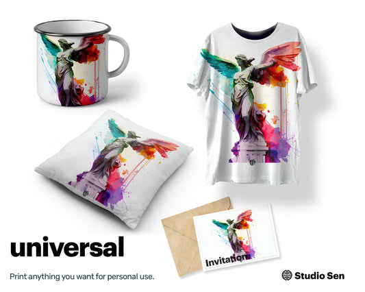 Relaxed Splashy Victory Samothrace, Beautiful Dazzling Mural, Quirky Whimsical Splashy Fun Joyful Mug Print