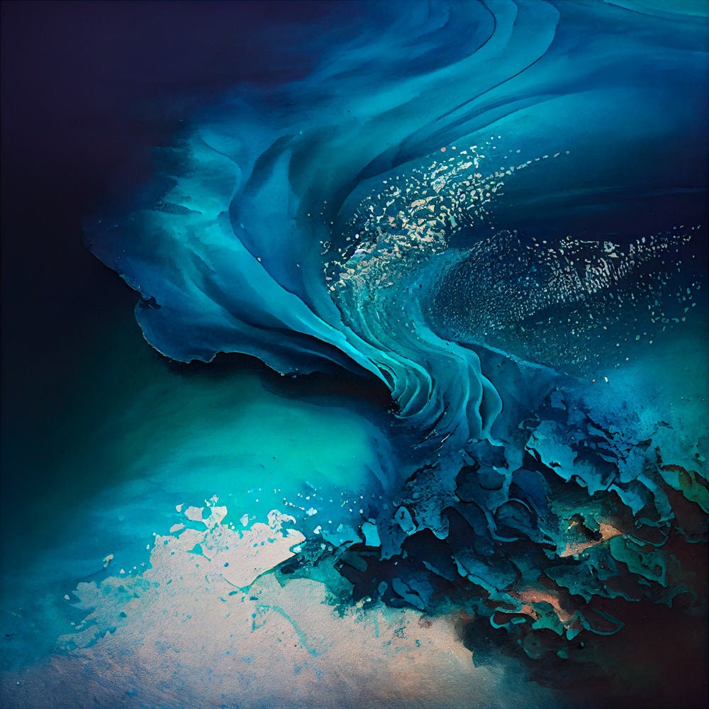 Aqua Duo Framed Prints: Aerial Watercolor of Sea Shore in Blue Hues - Elegant Dual Artwork Bundle, 50x70 cm